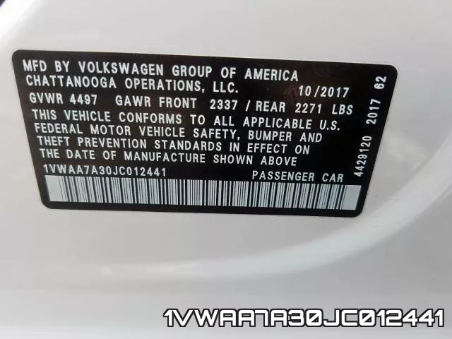 1VWAA7A30JC012441 фото 2