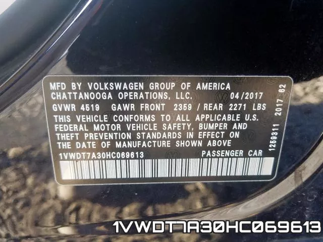 1VWDT7A30HC069613 фото 2