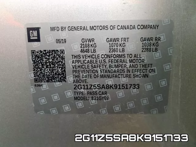 2G11Z5SA8K9151733 фото 2
