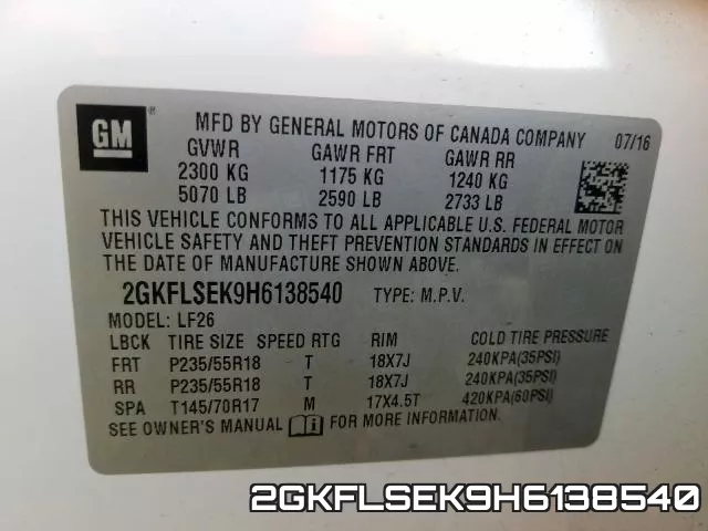 2GKFLSEK9H6138540 фото 2