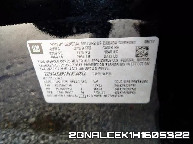 2GNALCEK1H1605322 фото 2
