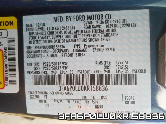3FA6P0LU0KR158836 фото 2
