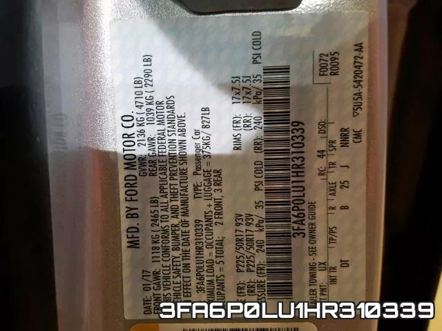 3FA6P0LU1HR310339 фото 2