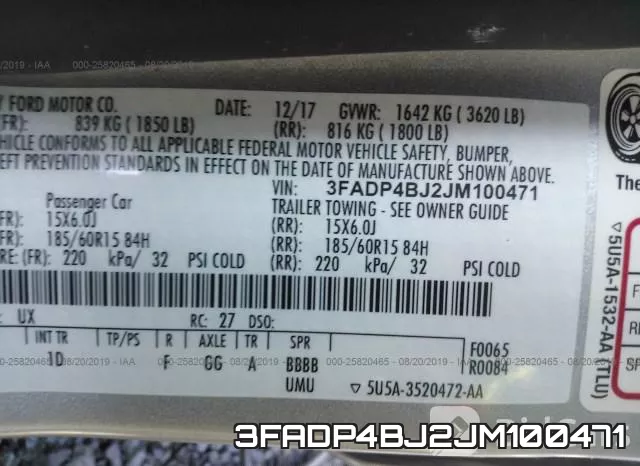 3FADP4BJ2JM100471 фото 10