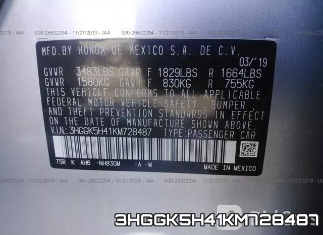 3HGGK5H41KM728487 фото 10