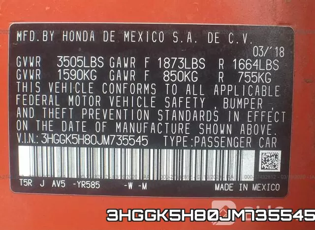 3HGGK5H80JM735545 фото 10