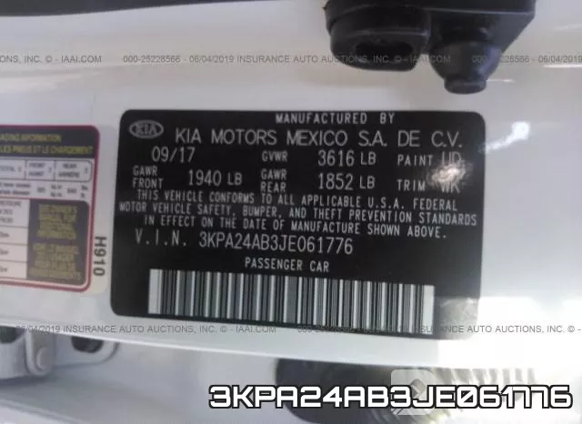 3KPA24AB3JE061776 фото 10