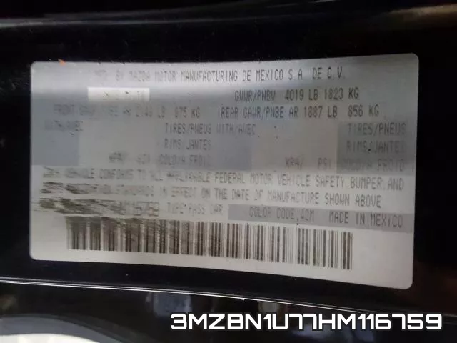 3MZBN1U77HM116759 фото 2