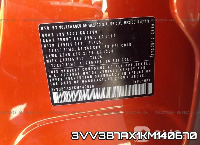 3VV3B7AX1KM140670 фото 10
