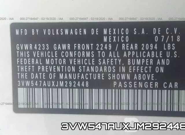3VW547AUXJM292448 фото 10