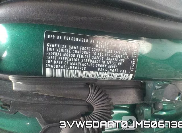 3VW5DAAT0JM506738 фото 10