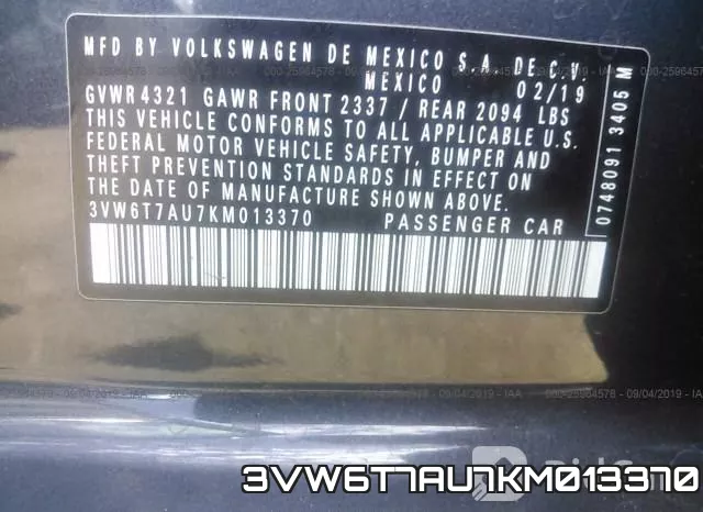 3VW6T7AU7KM013370 фото 10