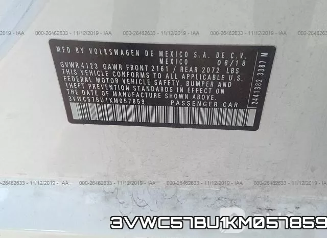 3VWC57BU1KM057859 фото 10