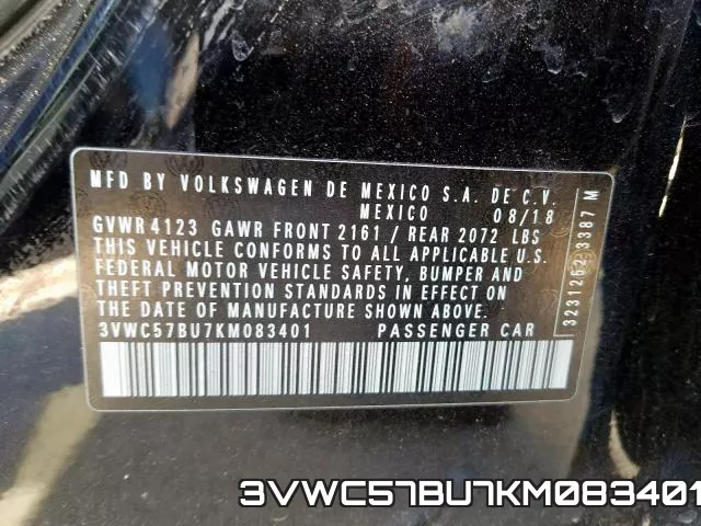 3VWC57BU7KM083401 фото 2