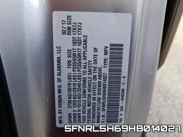 5FNRL5H69HB014027 фото 2