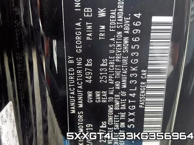 5XXGT4L33KG356964 фото 2