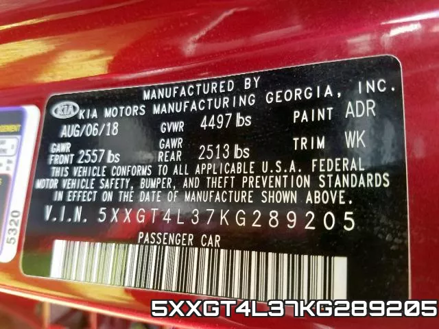 5XXGT4L37KG289205 фото 2