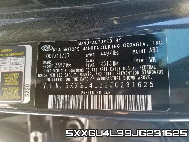 5XXGU4L39JG231625 фото 2