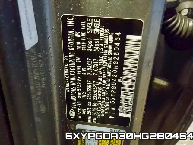 5XYPGDA30HG280454 фото 2