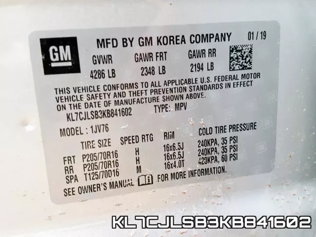 KL7CJLSB3KB841602 фото 2