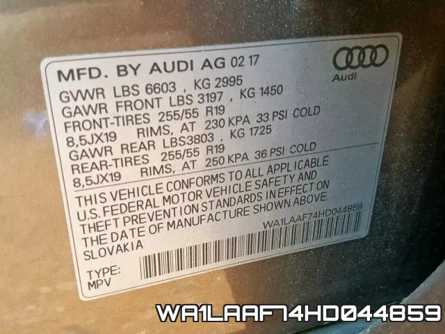 WA1LAAF74HD044859 фото 10