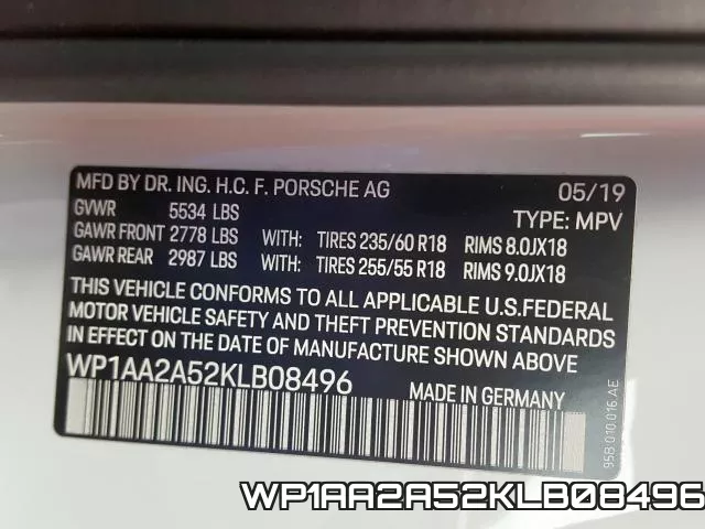 WP1AA2A52KLB08496 фото 2
