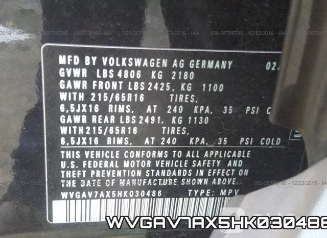 WVGAV7AX5HK030486 фото 10