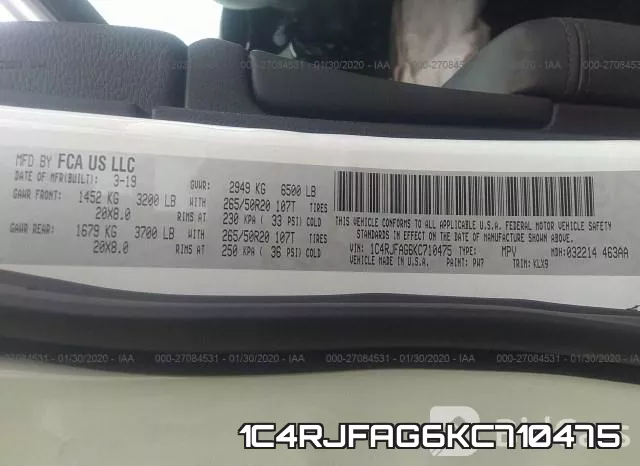 1C4RJFAG6KC710475 фото 10