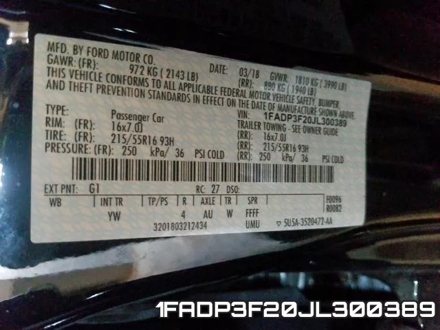 1FADP3F20JL300389 фото 2