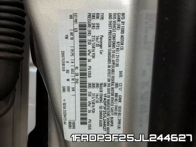 1FADP3F25JL244627 фото 2