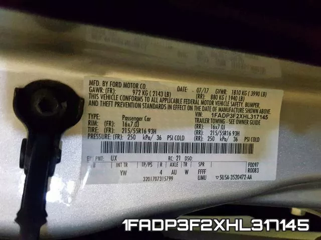 1FADP3F2XHL317145 фото 2