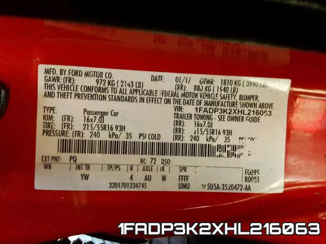 1FADP3K2XHL216063 фото 2