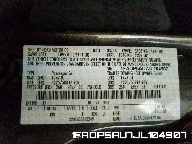 1FADP5AU7JL104907 фото 2