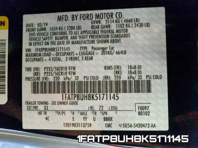 1FATP8UH8K5171145 фото 2