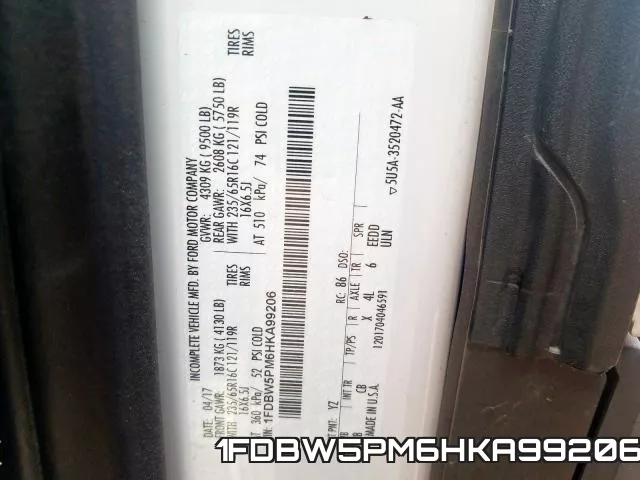 1FDBW5PM6HKA99206 фото 2