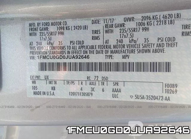 1FMCU0GD0JUA92646 фото 10