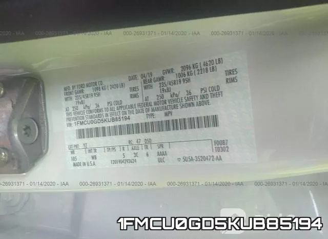 1FMCU0GD5KUB85194 фото 10
