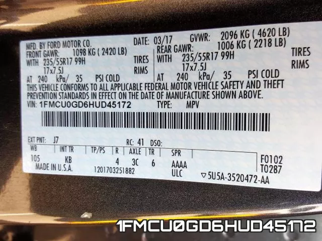 1FMCU0GD6HUD45172 фото 2