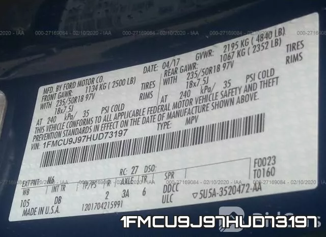 1FMCU9J97HUD73197 фото 10
