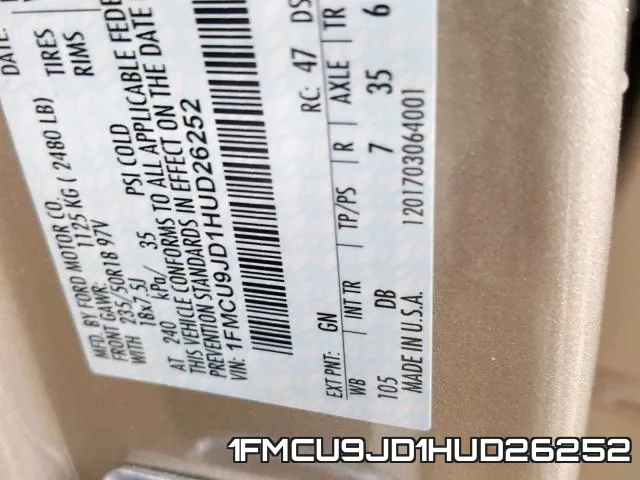 1FMCU9JD1HUD26252 фото 2