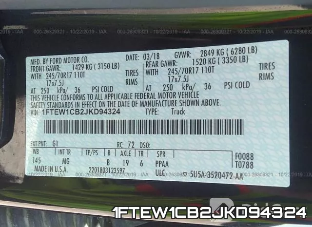 1FTEW1CB2JKD94324 фото 10