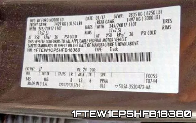 1FTEW1CP5HFB18380 фото 2