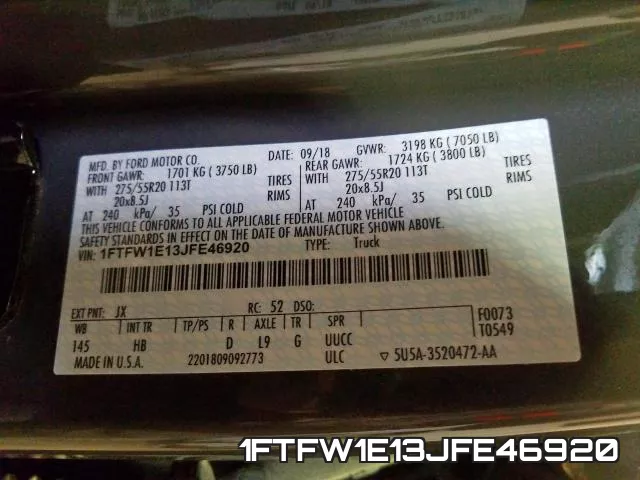 1FTFW1E13JFE46920 фото 2