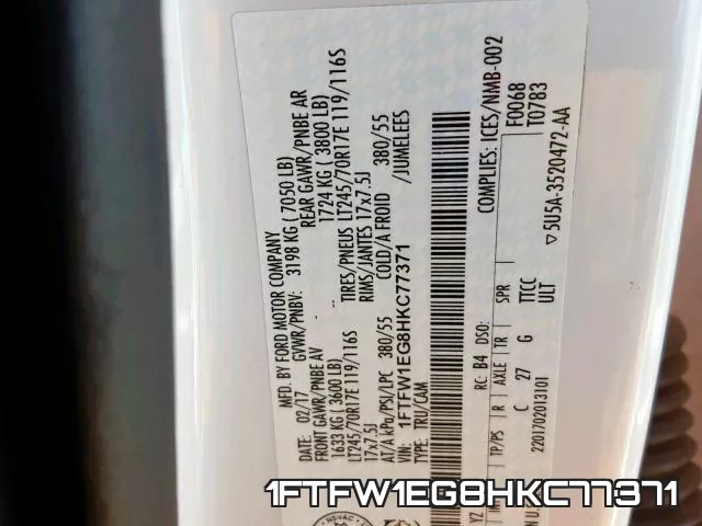1FTFW1EG8HKC77371 фото 2