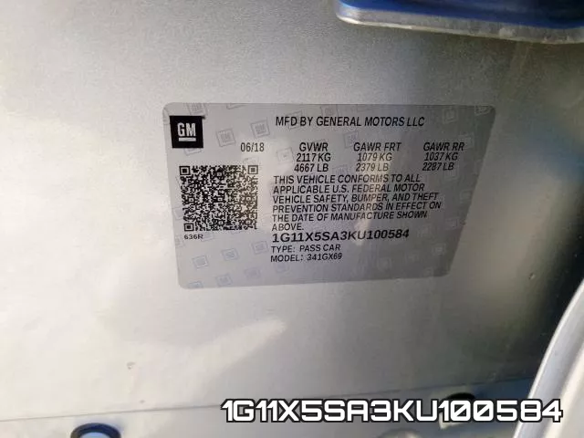 1G11X5SA3KU100584 фото 2