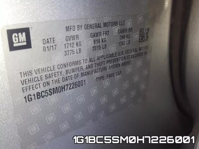 1G1BC5SM0H7226001 фото 2