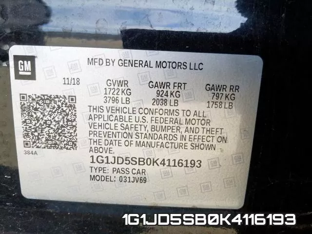 1G1JD5SB0K4116193 фото 2