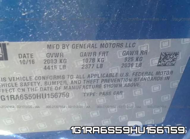 1G1RA6S59HU156759 фото 10