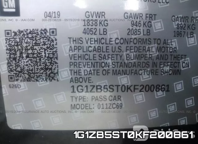 1G1ZB5ST0KF200861 фото 10