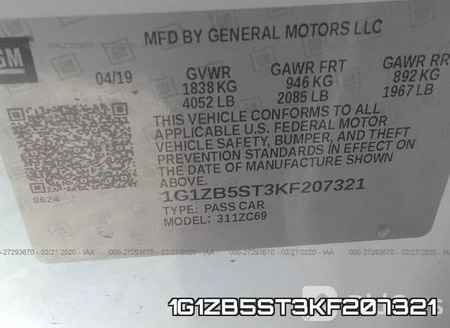 1G1ZB5ST3KF207321 фото 10
